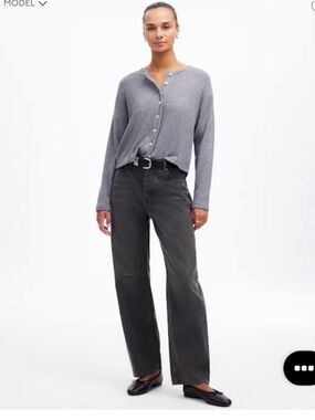 Madewell Darted Barrel-Leg Jean Charcoal Black Size 28